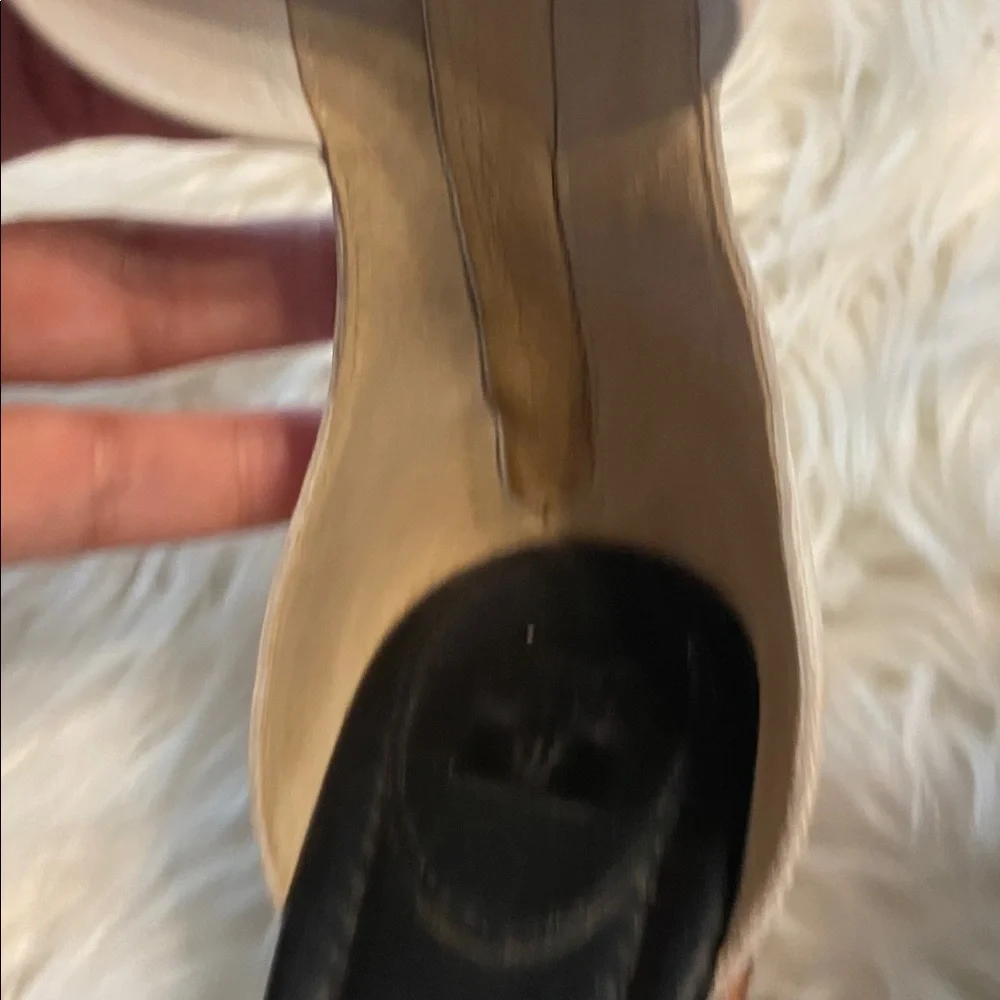 Frye Black and White Ankle Strap Heels size 7.5 very good condition zipper back - Picture 11 of 12